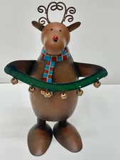 Metal Santa's Reindeer with Jingle Bells, It Wobbles, Decorative Christmas 9"