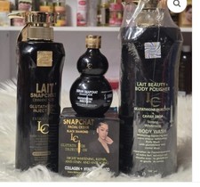 Lait Snapchat Black Diamond Set. Lotion, Serum. Shower gel  Face Cream.4pcs