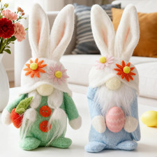 Easter Decorations Bunny Gnomes Decor, 2-Pcs Soft Rabbit Ear Gnome Stuffed Doll 