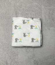 Gerber Baby Receiving Blanket Elephant Turtle Bird White Flannel Lovey 26"x27"