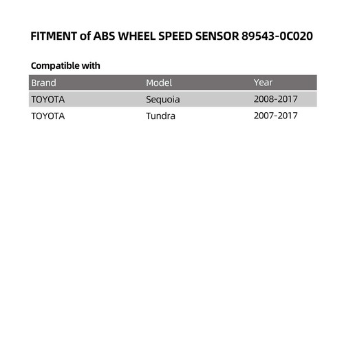 ABS Wheel Speed Sensor Front Left 89543-0C020 ALS1791 5S8686 SU10148 Compatib... - Picture 2 of 8