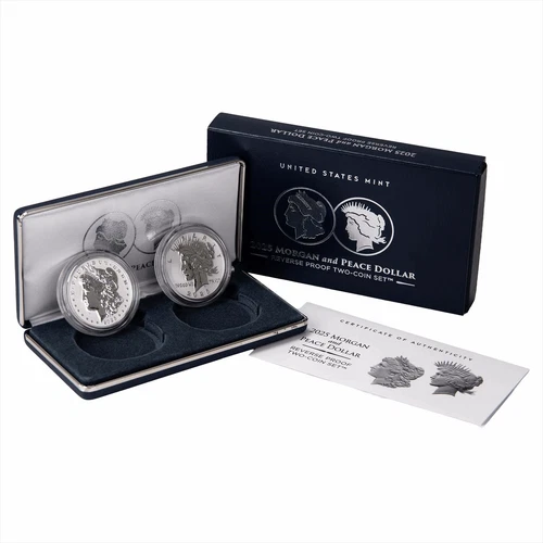2025 Morgan and Peace Silver Dollar $1 Reverse Proof 2 Coin Set