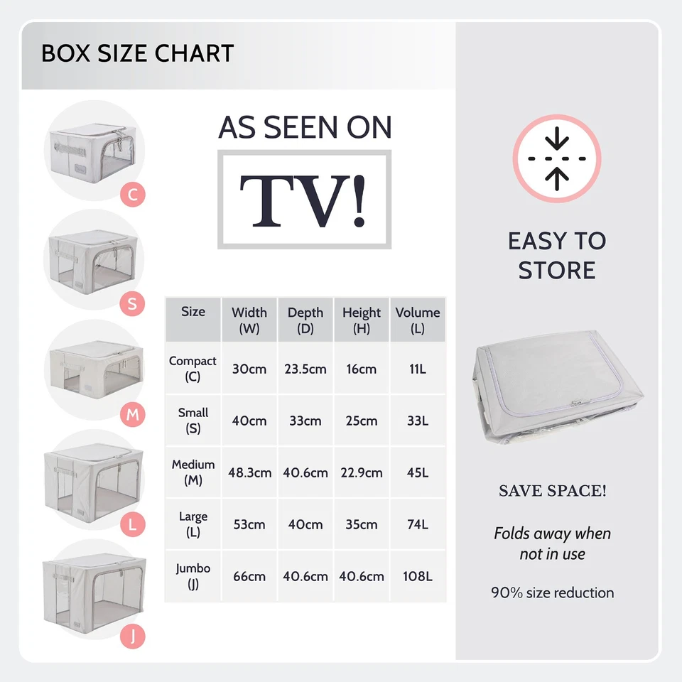 Periea - Beau - Collapsible Home Storage Boxes with Steel Frames - 5 Sizes - Image 3 of 4