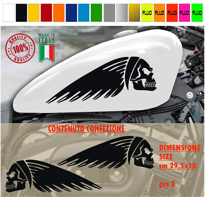2er Set Tankaufkleber INDIAN SKULL Harley Chopper Style Vintage Farben c1784