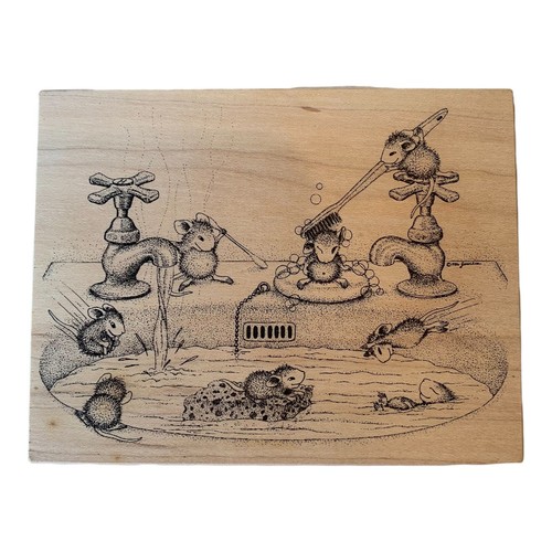 House Mouse Designs Rubber Stamp POOL PARTY 1998 Stampa Rosa #229 Mice Swimming - Photo 6 sur 7
