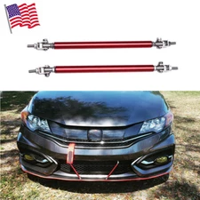 Adjustable JDM Red Front Bumper Lip Splitter Strut Rod Tie Support Bar For Honda