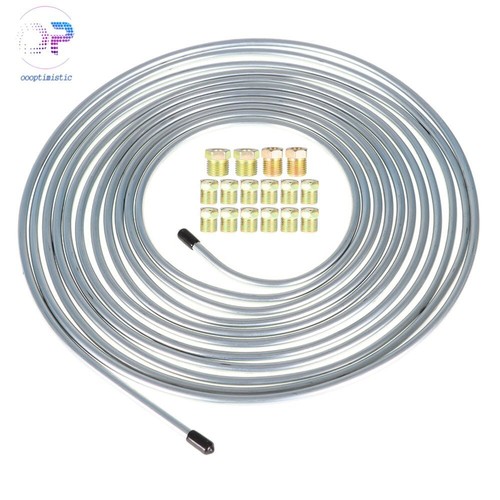 LABLT 2PC 1/4 OD 25ft Coil Roll & 32 Tube Nut Fittings Brake Line Tubing Kit - Picture 2 of 7