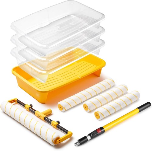 18" Paint Roller Kit,10Pc Paint Roller Tray with Liner,12" 18" Microfiber Pai... - Picture 2 of 7
