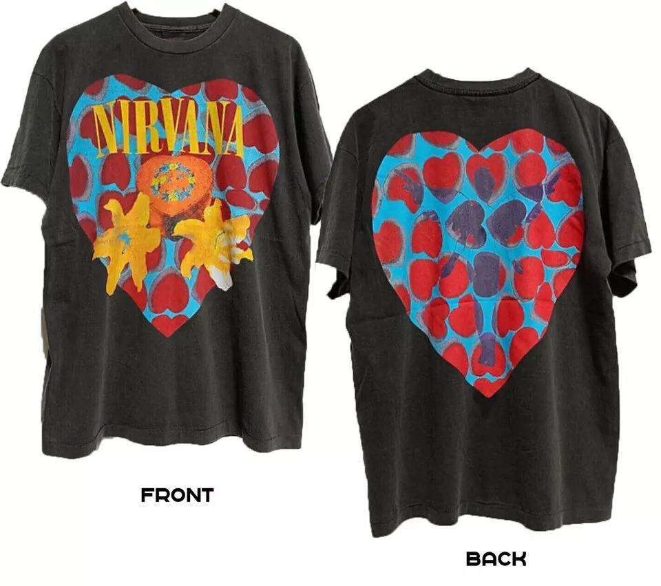 Nirvana Heart Shape Box T-Shirt Vintage Reprint Double Side Nirvana Heart Shape Box T-Shirt Vintage Reprint Double Side