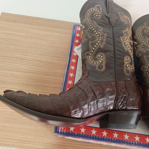 GO WEST BOOTS ALLIGATOR BROWN SIZE 9 - Picture 20 of 24