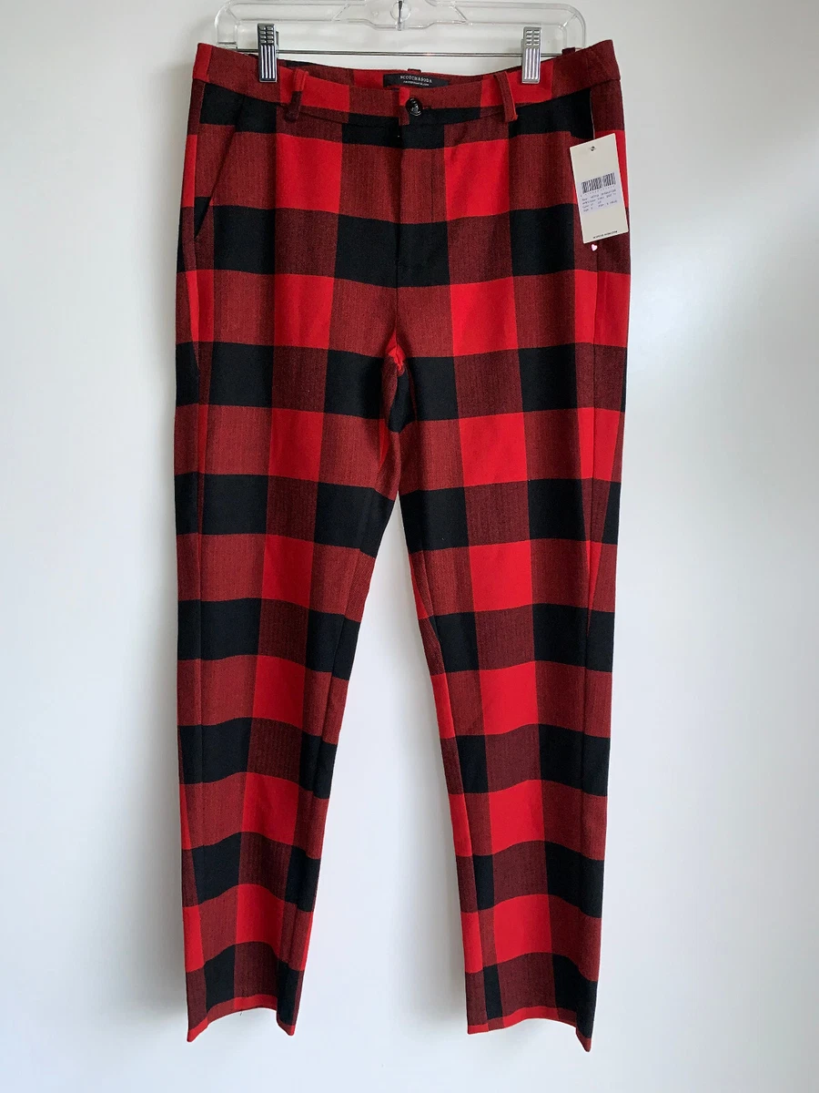 NWT $148 SCOTCH & SODA Blauw Red & Black Buffalo Plaid Pants Size Small ~  NEW