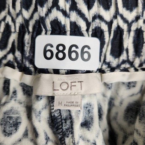Ann Taylor LOFT Skirt Womens Medium Navy Blue White Linen Blend A Line Casual - 第 9/10 張圖片