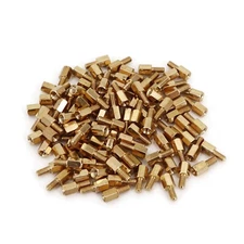 100Pcs M3 x 6+6mm Male - Female Brass Hexagonal Stand-Off Pillars PCB Mount