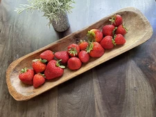Carved Wooden Dough Bowl Primitive Wood Trencher Tray Rustic Home Decor 19''