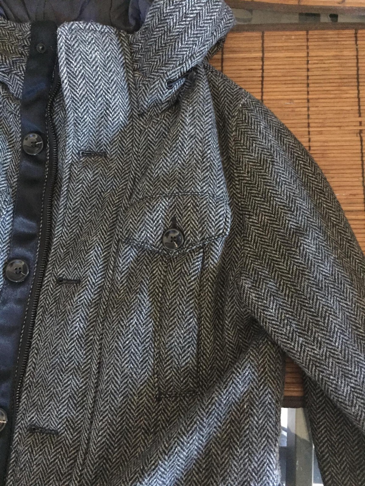 Zara man wool coat size S herringbone double breasted… Gem