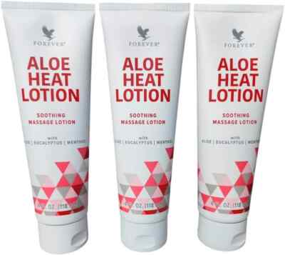 3 Pack Forever Living Aloe HEAT LOTION (3x4oz) Soothing Massage Lotion FREE SHIP