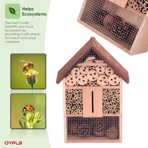 NEW Wooden Stick Bee Wildlife Insect Hotel House Garden Nest Shelter Box Habitat - Picture 3 of 9
