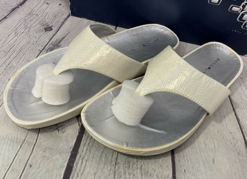 Bandolino Piano Premium Leather Sandals White Metallic US Size 7.5 M - 第 1/12 張圖片