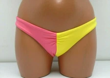 Sauvage Pink Lemonade Colorblock Ruched Rio Cut Bikini Bottom XSmall-Large 265L