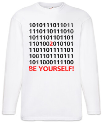 Be Yourself Binary Langarm T-Shirt Code Fun Geek Nerd Admin Computer Science