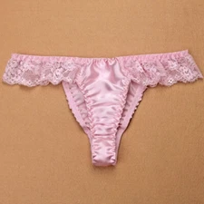 Girls 100% Silk Thongs Bikinis Underwear Panties Size 6-12 Pink Knickers