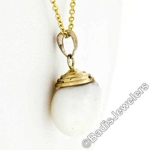 14K Yellow Gold GIA Baroque Freshwater Pearl Solitaire Pendant w/ Chain Necklace - 第 5/9 張圖片