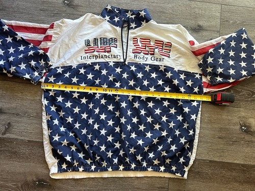 Vintage Surf Style 1/4 Zip Windbreaker Jacket One Size American Flag Graphic USA - Picture 5 of 6