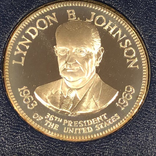 1970 TESORO DELL'ARGENTO COMMEMORATIVO PRESIDENZIALE 38 MEDAGLIE ~40 oz FRANKLIN #72M - Foto 5 di 20