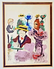Hand pulled lithograph signed Urbain Huchet framed "Cafe" limited ed. classic