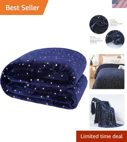 Fleece Blankets King Size Star Foil Print,Luxury Cozy Microfiber Blanket,Supe...