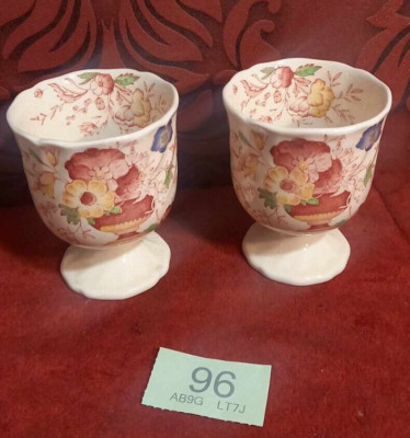 ROYAL DOULTON POMEROY ROTWEINKELCHE SELTENES PAAR / 1793 DAVENPORT GRAVUREN