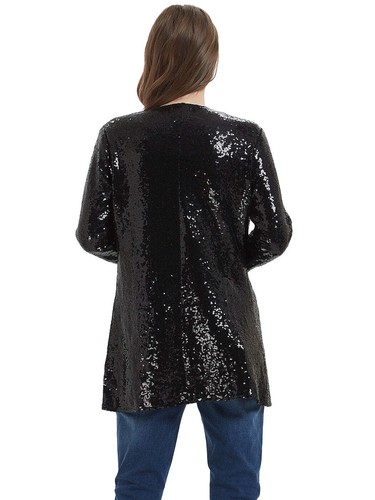 Women's Sequin Jacket Open Front Coat Blazer Party Cocktail Outerwear Cardigan - 第 9/25 張圖片