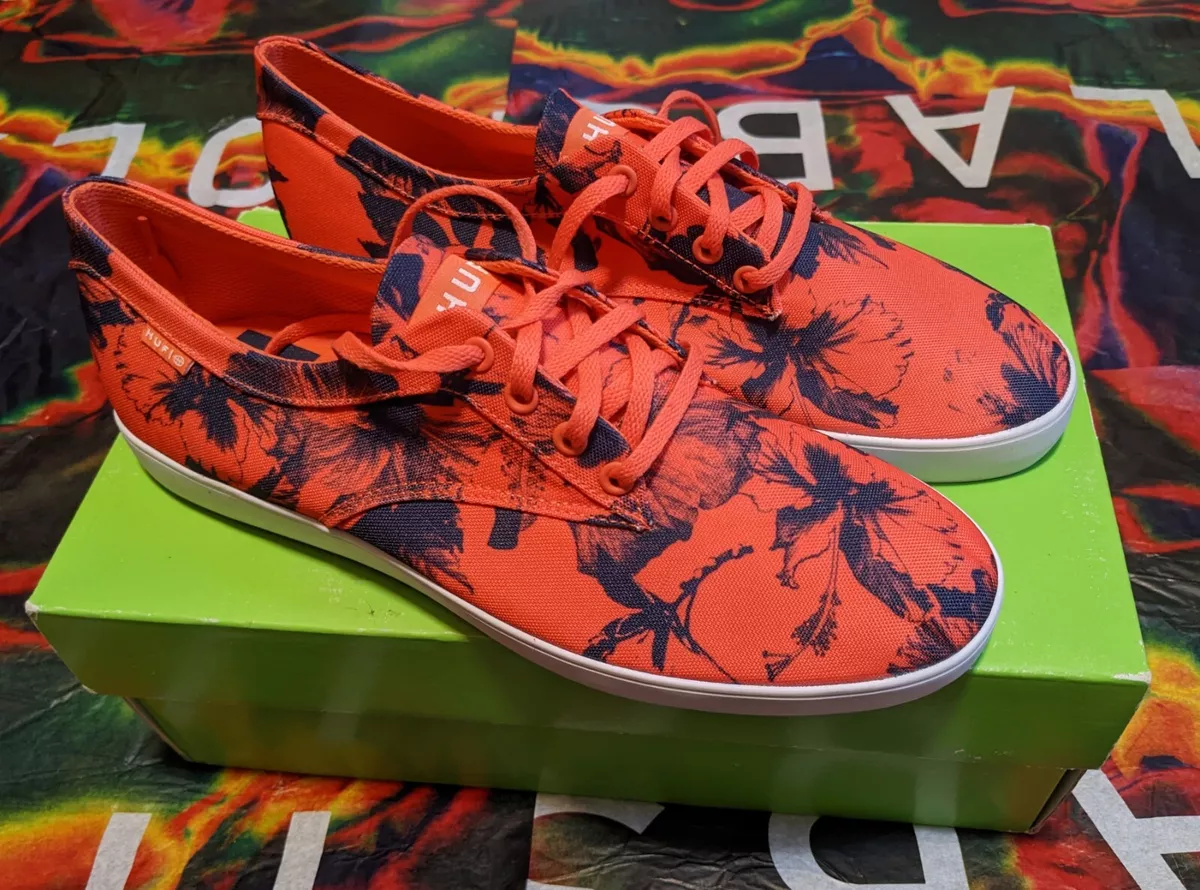Huf Sutter in Salmon Size 10 Flower Print Graphic Sneakers Hawaiian Floral