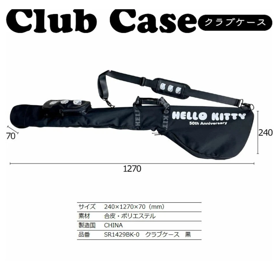 NUEVO Estuche para palos de golf Hello Kitty 50 aniversario Sanrio color negro nuevo Japón Foto 2 de 3