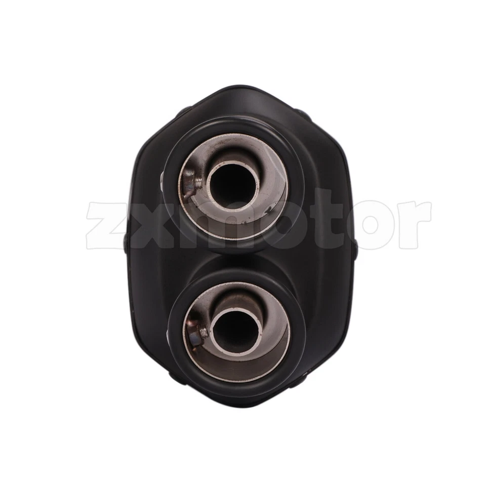 Motorcycles Exhaust Muffler Tail Pipe 430mm 17" Full Black Dual Outlet DB Killer - Image 3 of 4