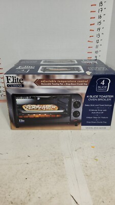 Elite Cuisine 4 Slice Toaster Oven Broiler Bake, Broil, Toast EKA-9210SI