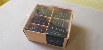 Max Studio Home Set 6 Serviettenringen dunkel blau holz 6x6 cm NEU+OVP