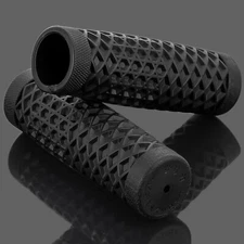 1" Motorcycle Handlebar Rubber Hand Grips Black For Harley Bobber Chopper Honda