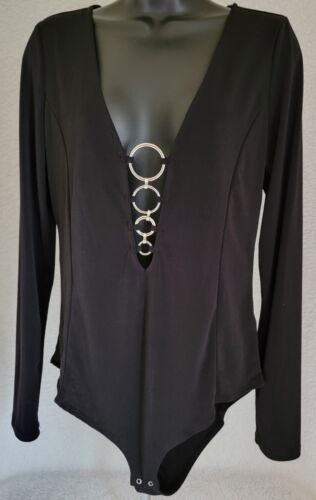 Forever 21 Womens Bodysuit Shirt Top Blouse Size 1X Black