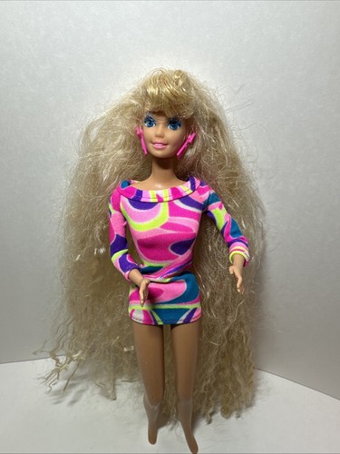 Vintage Totally Hair Barbie Ultra Hair 1992 abito biondo mutandine #1112 Mattel EX - Foto 2 di 12