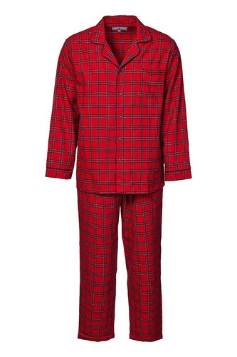 Men's Flannel Pyjamas Red Tartan 100% Cotton Irish Sleepwear Christmas Gift