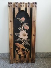 Quadro in legno floreale 90x40 cm decorato con sabbia colorata