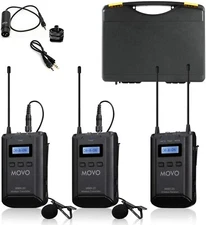 Movo WMX-20-DUO UHF Wireless Lavalier Microphone System with 2 Transmitters