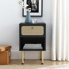 Modway Chaucer Oval Rattan End Table Nightstand in Black