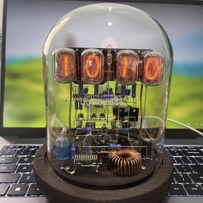 Classic Vintage IN-12 Nixie Tube Clock Kit DIY Unassembled w/ Glass Case Remote - Image 2 of 4