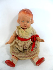 antike unbekannte Masse Puppe Mädchen Spitzenkleid um 1920/30