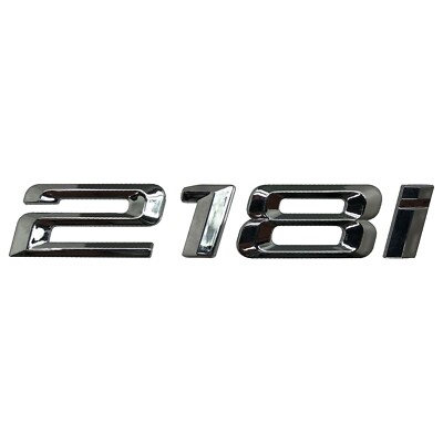 Silber Chrom 218i Heck Kofferraum Flach Auto Abzeichen Emblem Buchstabe Nummer für BMW