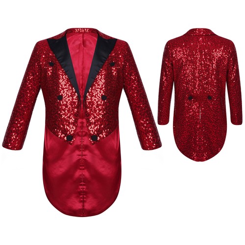 Anzug Jungen Pailletten Smoking Blazers Glänzende Frack Jacke Hochzeit Mäntel - Bild 12 von 58