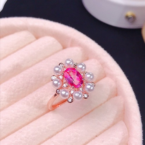 1CT Oval Cut Natural Pink Topaz Solitaire Engagement Ring 14K Rose Gold Finish - Bild 7 von 11