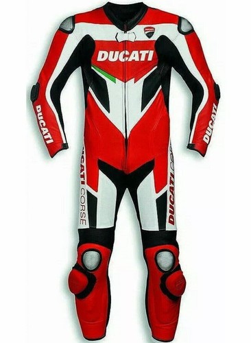 NEU DUCATI CORSE 1 TEILIG MOTORRAD MOTORRAD RENNSPORT RINDSLEDER BIKERKOMBI - Bild 1 von 5